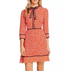 CeCe 🌺 Red Floral Dress with Black Trim